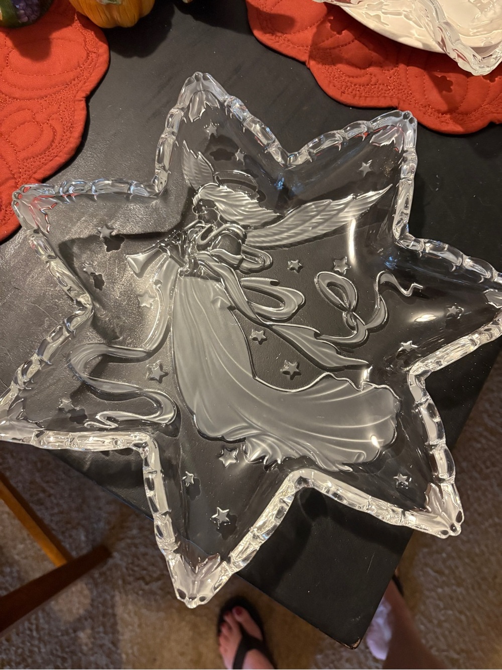 Clear Glass Angel Star Serving Dish - Elegant Holiday Centerpiece